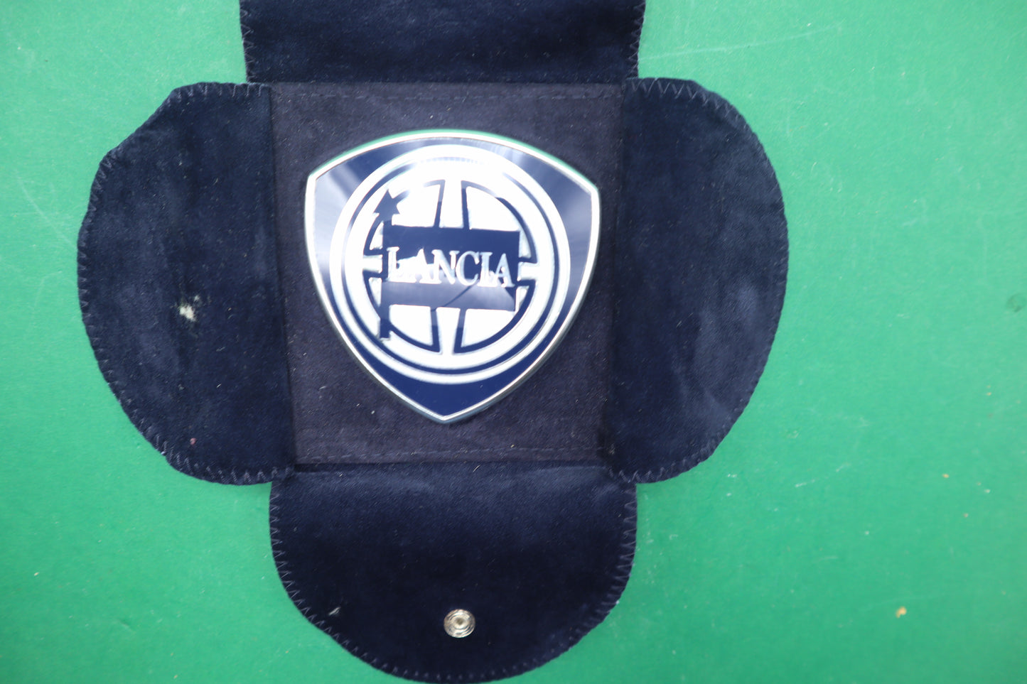 Vintage Lancia Car Emblem  Enamel logo with Velvet pouch paper holder