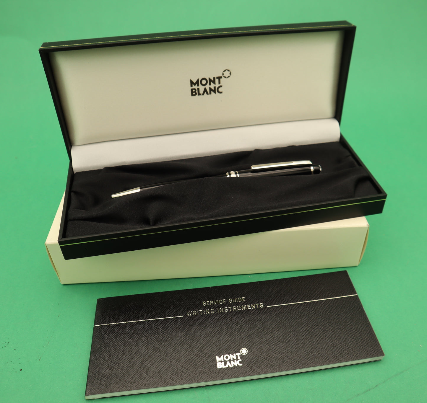 Montblanc Ballpoint PENNA A SFERA MEISTERSTÜCK PLATINUM-COATED Black Silver with box made in Germany