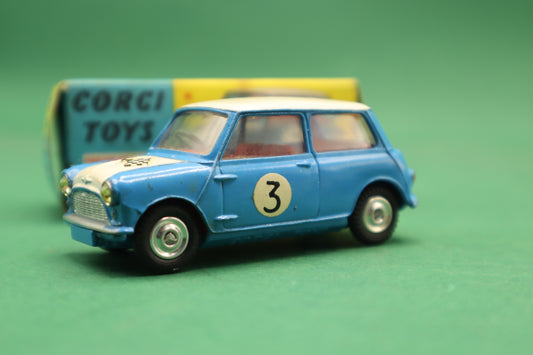 CORGI TOYS - 227- MORRIS MINI COOPER COMPETITION MODEL S - Blue SCATOLA ORIGINALE 1/43