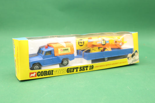 CORGI TOYS - GIFT SET 19- LAND ROVER, NIPPER AIRCRAFT AND TRAILER- ENGLAND- SCATOLA ORIGINALE