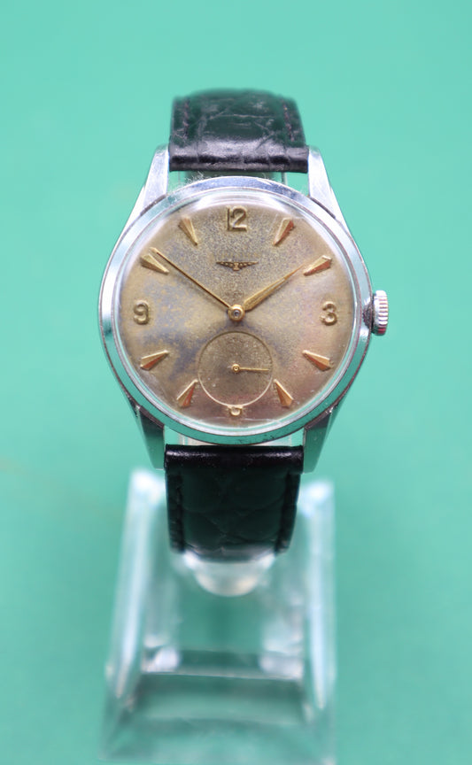 RARE Vintage Mens Longines Swiss Made Stainless steel Gold tone wristwatch Unique Patina